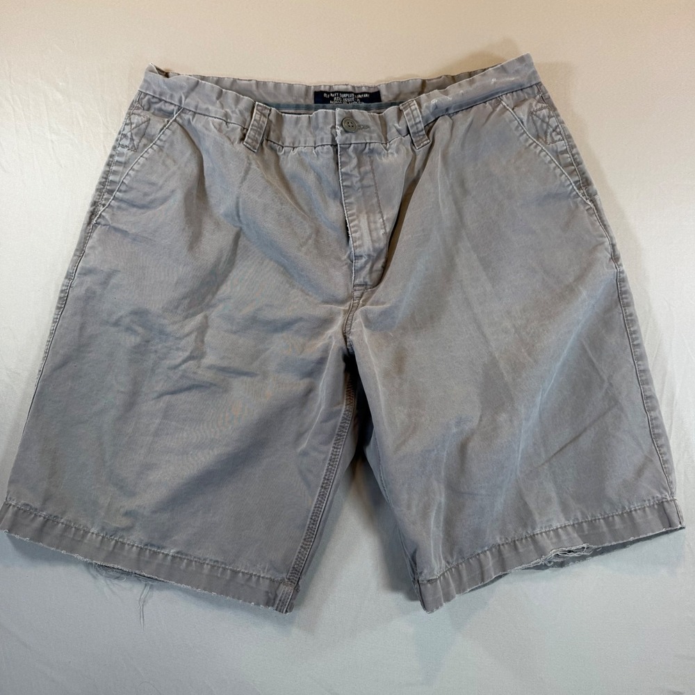 Old Navy Surplus Co Mens Gray Chino Vintage Shorts 34 Distressed Grunge Skate